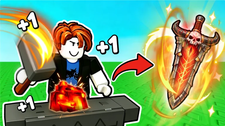Official Loot to Forge artwork showing red ore and a horned skull greatsword